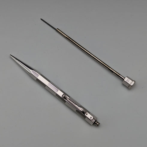 British Vintage Yard O' Red Rhodium Plated Hexagon Propelled Pencil in Paper Box